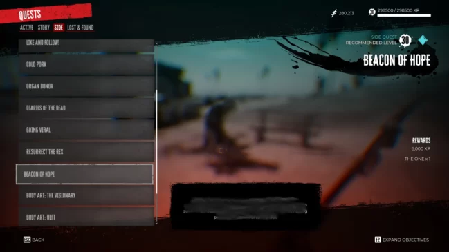 dead island 2 yan görevleri gösterir ekran görüntüsü