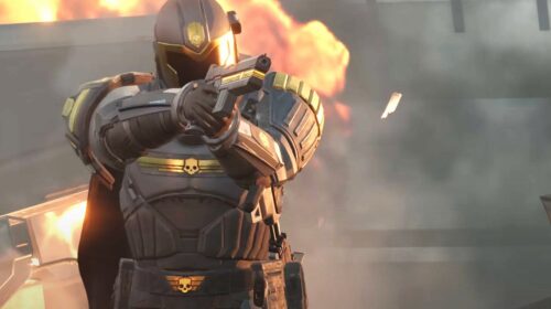 İşte Türkçe çevirisi:  Helldivers 2'nin bir sonraki ekipman eklentisi, Yargıç Dredd tarzı zırhı içerecek; ne olur ne olmaz, KANUN olmak isterseniz diye!