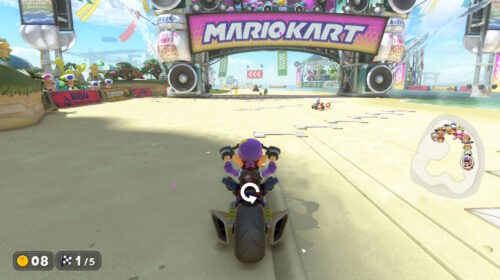 Mario Kart oyununda nasıl geri sarılır?
Other options, depending on subtle nuance:

Mario Kart'ta nasıl geri sarılır? (Slightly more concise)
Mario Kart'ta zamanı nasıl geri alabilirim? (If "rewind time" is emphasized)